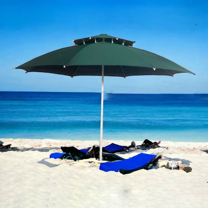 Parasol De Plage Double Chapeau - 2,5 Mètres - En tissue anti UV
