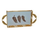 Plateau De Décoration Doré Motif Plume 55 X 29 Cm