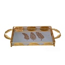 Plateau De Décoration Doré Motif Plume 47 X 22.5 Cm