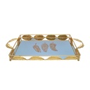 Plateau De Décoration Doré Motif Plume 47 X 22.5 Cm
