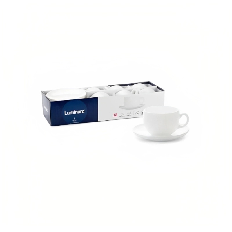 Luminarc Coffret De 6 Verres à Café Tasse et Sous Tasses Essence Blanc 9 CL