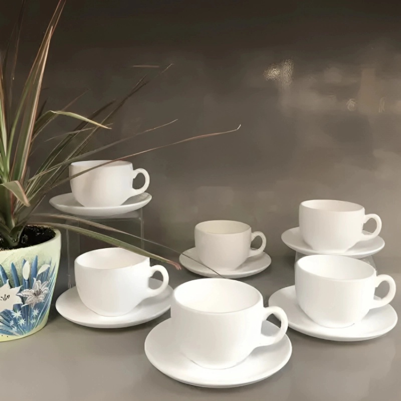 Luminarc Coffret De 6 Verres à Café Tasse et Sous Tasses Essence Blanc 9 CL