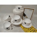 Luminarc Coffret De 6 Verres à Café Tasse et Sous Tasses Essence Blanc 9 CL