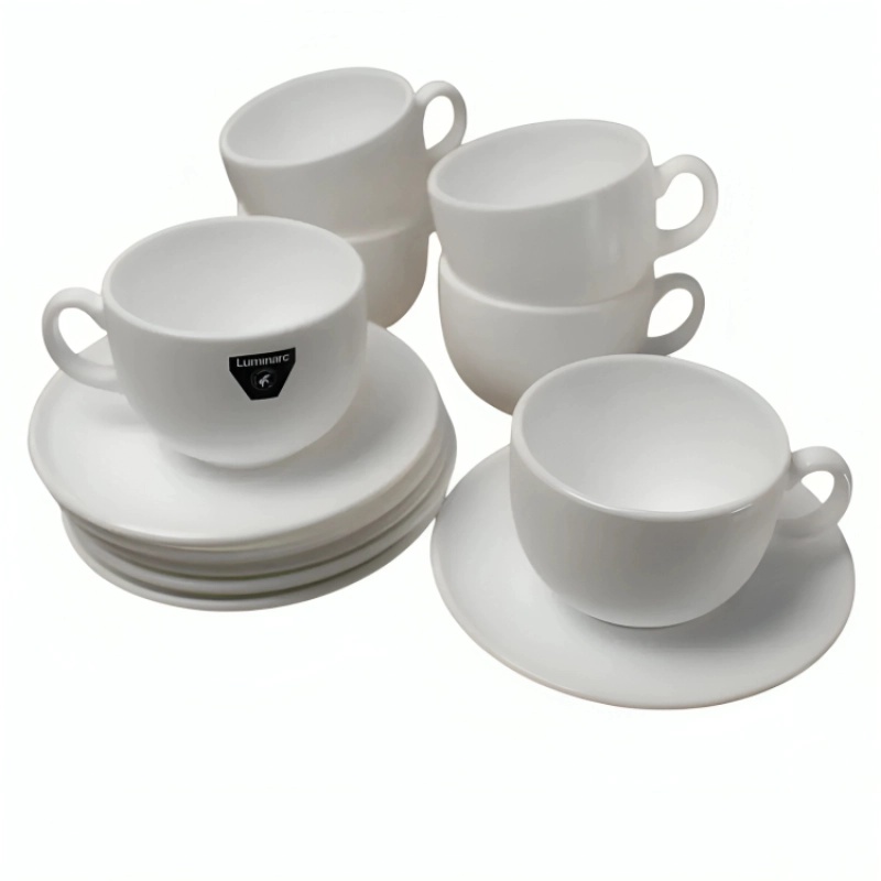 Luminarc Coffret De 6 Verres à Café Tasse et Sous Tasses Essence Blanc 9 CL