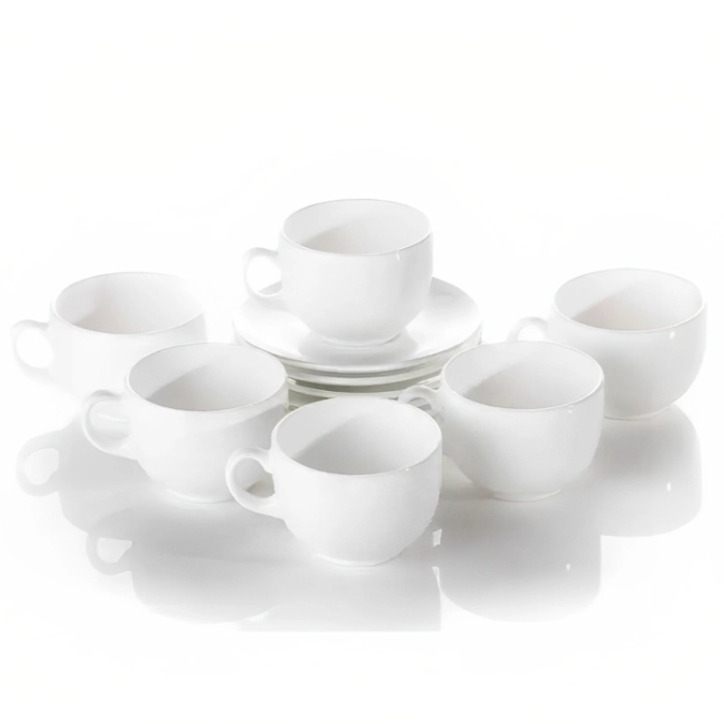 Luminarc Coffret De 6 Verres à Café Tasse et Sous Tasses Essence Blanc 9 CL