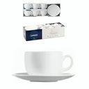Luminarc Coffret De 6 Verres à Café Tasse et Sous Tasses Essence Blanc 9 CL