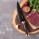 Ensemble de 8 couteaux de cuisine KUNSION en acier inoxydable avec support - Noir