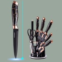 Ensemble de 8 couteaux de cuisine KUNSION en acier inoxydable avec support - Noir