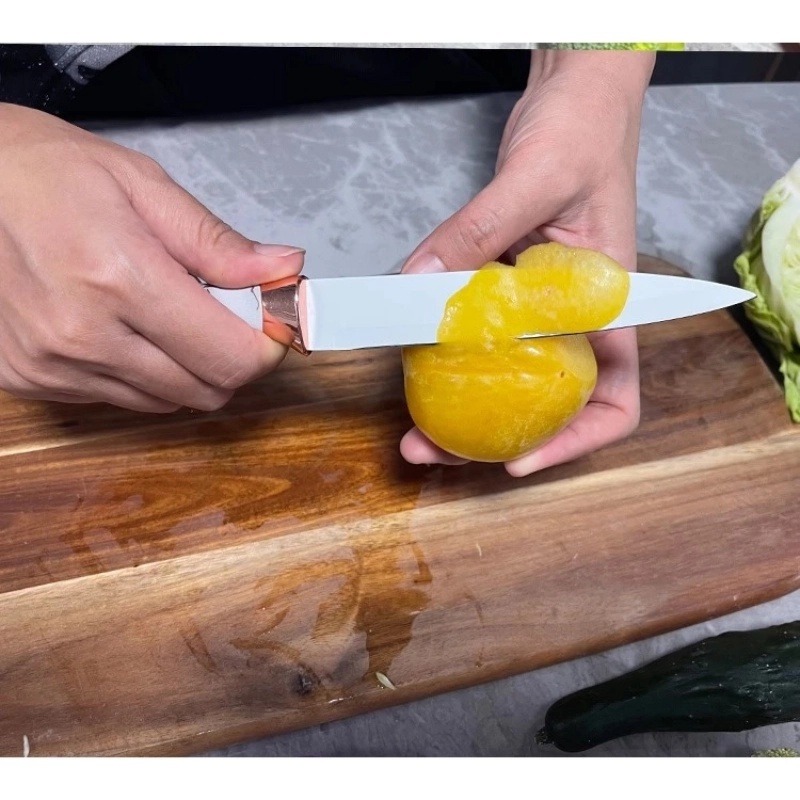 Ensemble de 8 Ustensiles de Cuisine KUNSION en Acier Inoxydable avec Un Support Rotatif - Blanc & Or Rose