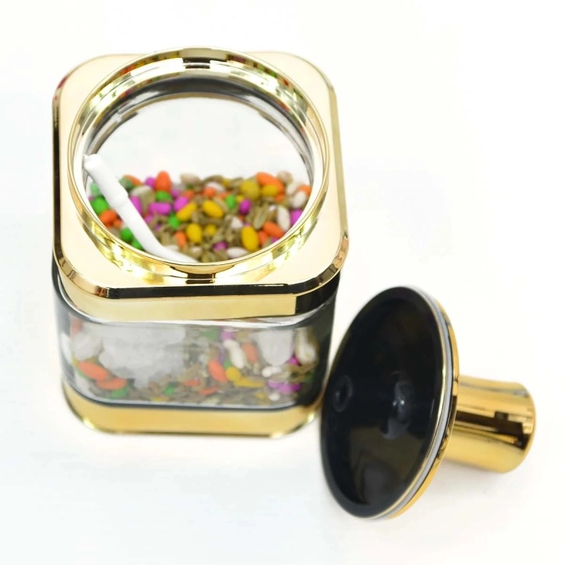 Ensemble de 4 bocaux alimentaires Doré en verre avec une cuillère