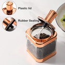 Ensemble de 4 bocaux alimentaires Or Rose en verre avec une cuillère