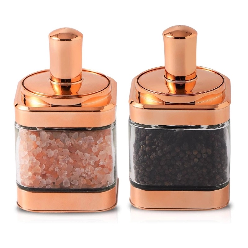 Ensemble de 4 bocaux alimentaires Or Rose en verre avec une cuillère