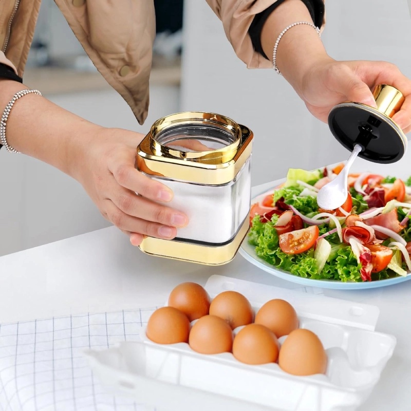Ensemble de 3 bocaux alimentaires en verre avec une cuillère