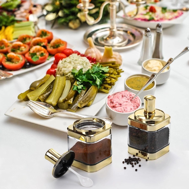 Ensemble de 3 bocaux alimentaires en verre avec une cuillère