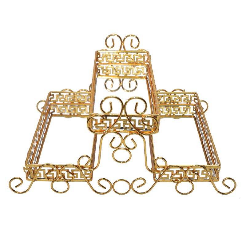 Support Présentoir Doré Miroir Motif 2 48 X 36 X 24 Cm