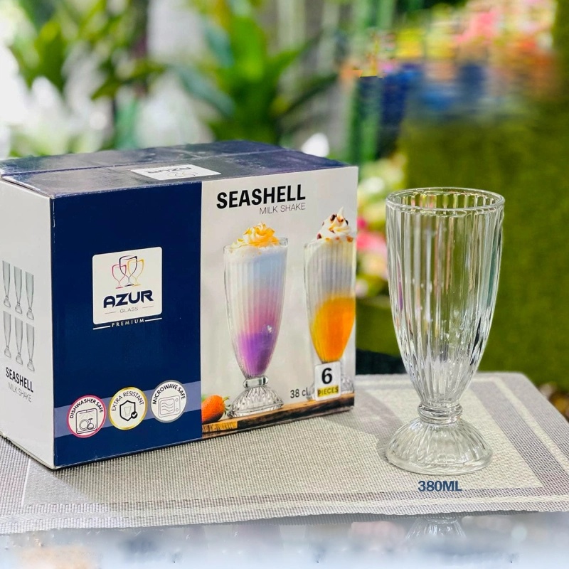 Coffret de 6 Coupe AZUR Glass 380ml -SEASHELL MILK SHAKE
