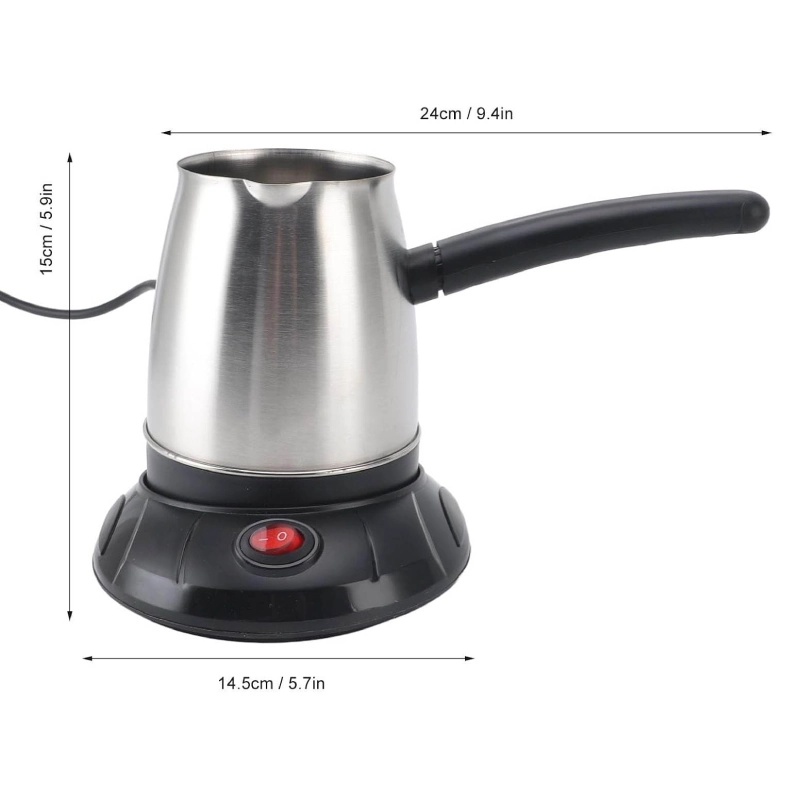 Cafetière électrique Turque en Acier Inoxydable avec Poignée Amovible 500ml -600W