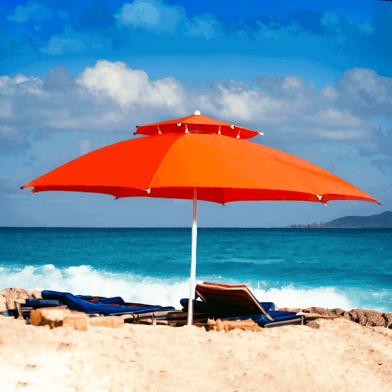 Parasol De Plage Double Chapiteaux- 2,5 Mètres - En tissue anti UV