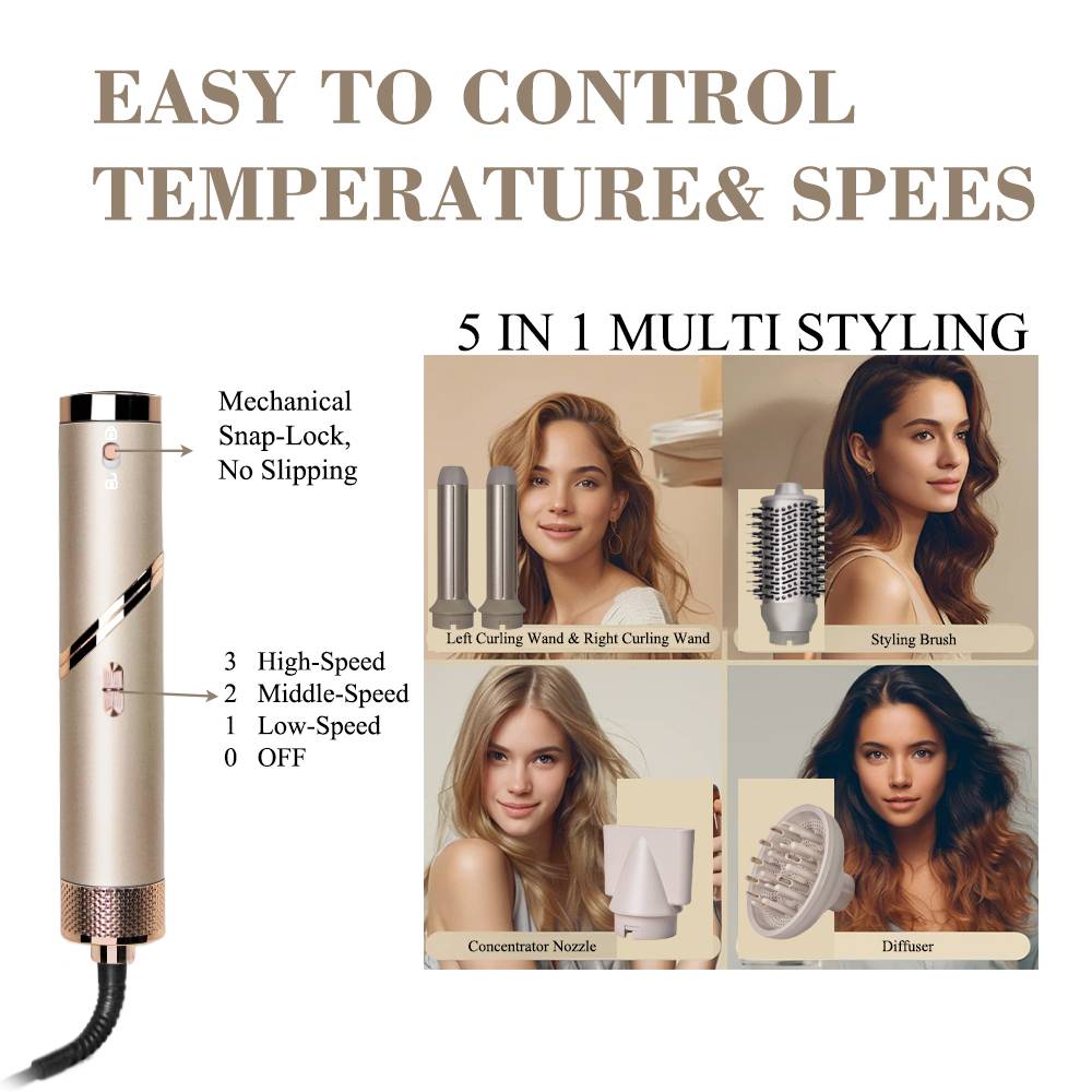 Coffret Brosse soufflante 5 en1 Florence HK455 - 1000 W