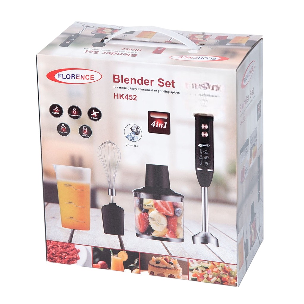 Mixeur Plongeant 4En1 Florence HK452 - 400W - Noir