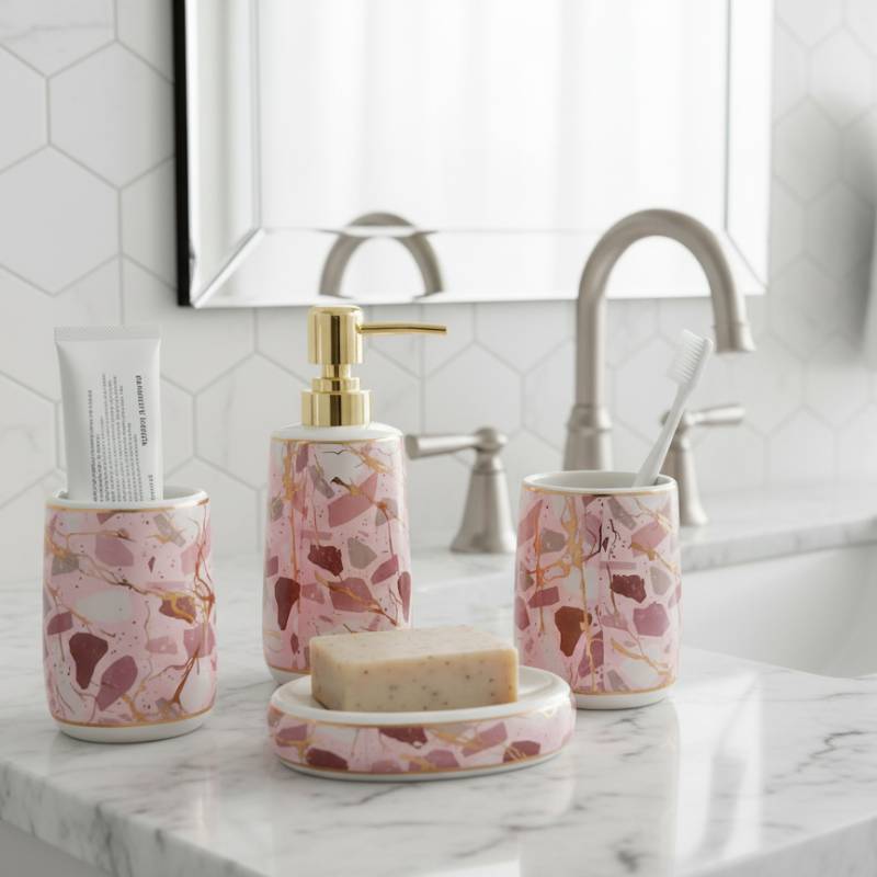 Ensemble de 4 accessoires de salle de bain en céramique GOLDEN HOUSE
