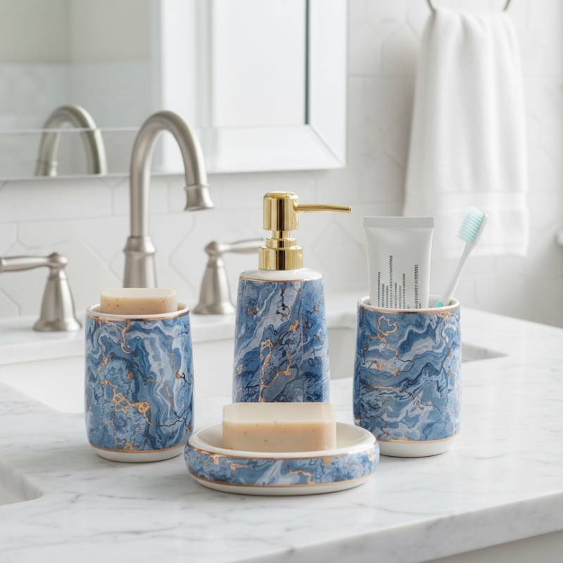 Ensemble de 4 accessoires de salle de bain en céramique GOLDEN HOUSE