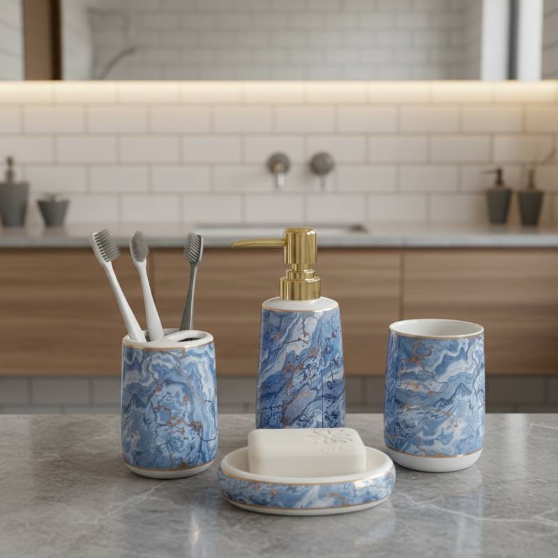 Ensemble de 4 accessoires de salle de bain en céramique GOLDEN HOUSE