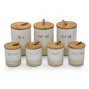 Porte Epices En Céramique 7 Pots Avec Support En Bois- Golden House