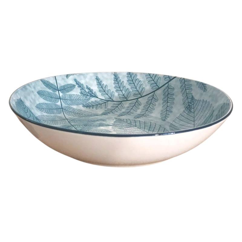 Service de Table 12 Pièces en Porcelaine – Motif Feuilles Bleu