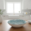 Service de Table 12 Pièces en Porcelaine – Motif Feuilles Bleu