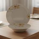 Service à Table 20 Pièces en Porcelaine - Floral Biege