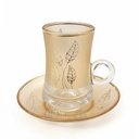 Lot De 6 Verres à Thé Avec Sous-Tasses - Motif Feuilles
