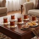 Lot De 6 Verres à Thé Avec Sous-Tasses - Motif Feuilles