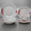 Service à Table 20 Pièces en Porcelaine - Floral Rose