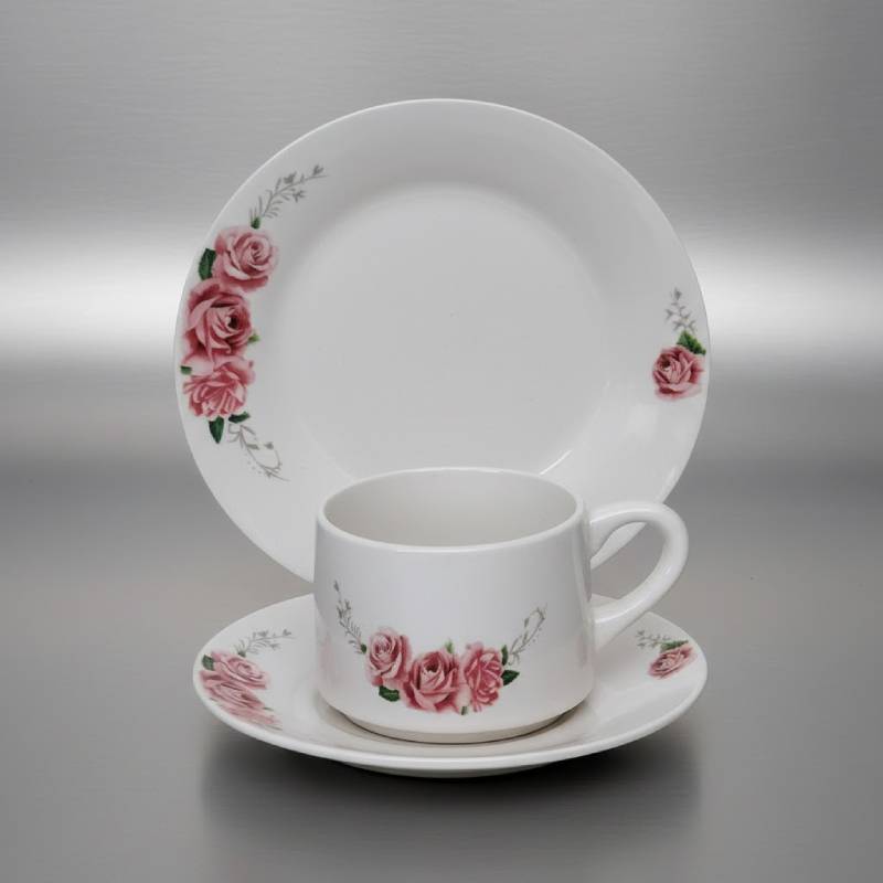 Service à Table 20 Pièces en Porcelaine - Floral Rose