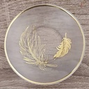 Lot De 6 Verres à Thé Avec Sous-Tasses - Motif Plumes Dorées