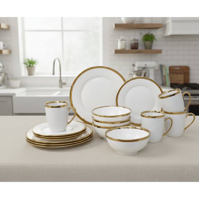 Service de Table 16 Pièces en Porcelaine - Motif 2