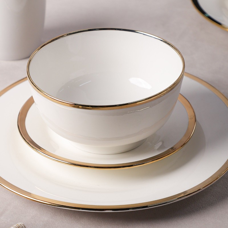 Service de Table 16 Pièces en Porcelaine - Royal Gold Line