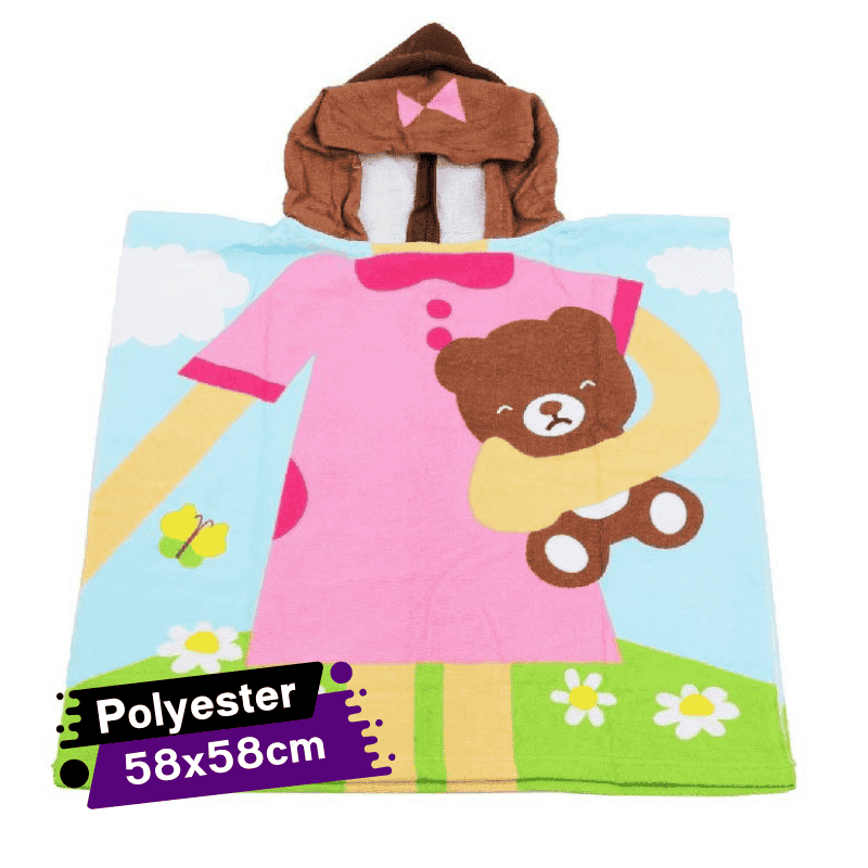 Cape de Bain à Capuche pour Plage en Polyester-Poncho - 58x58cm