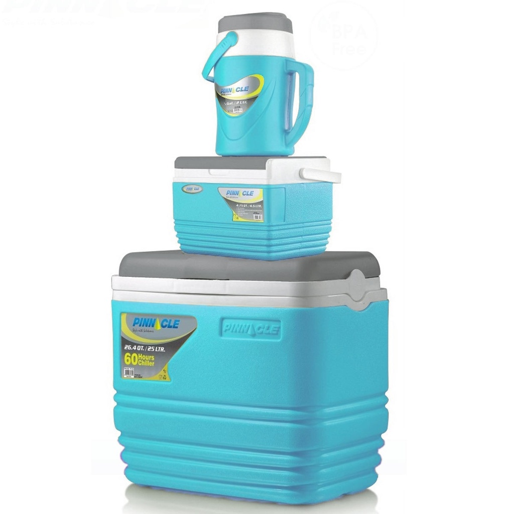 [PIC3GO-Bleu] PINNACLE Pack de 3 Glacières isolé Portable - BPA Free - 25L/4.5L/2L (Bleu)
