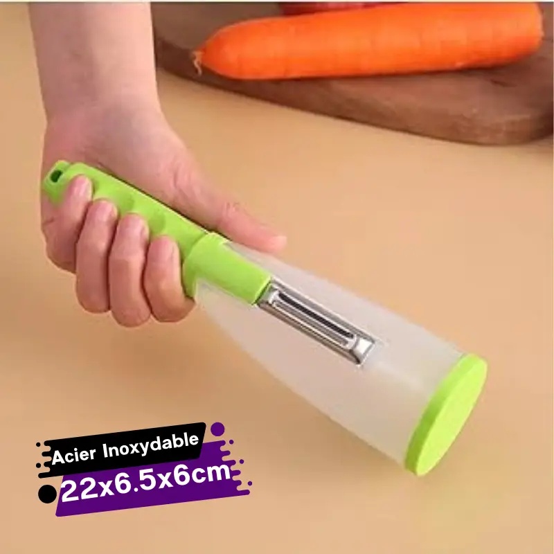Couteau à  Éplucher en Acier Inoxydable, avec Boîte de Rangement -Vert