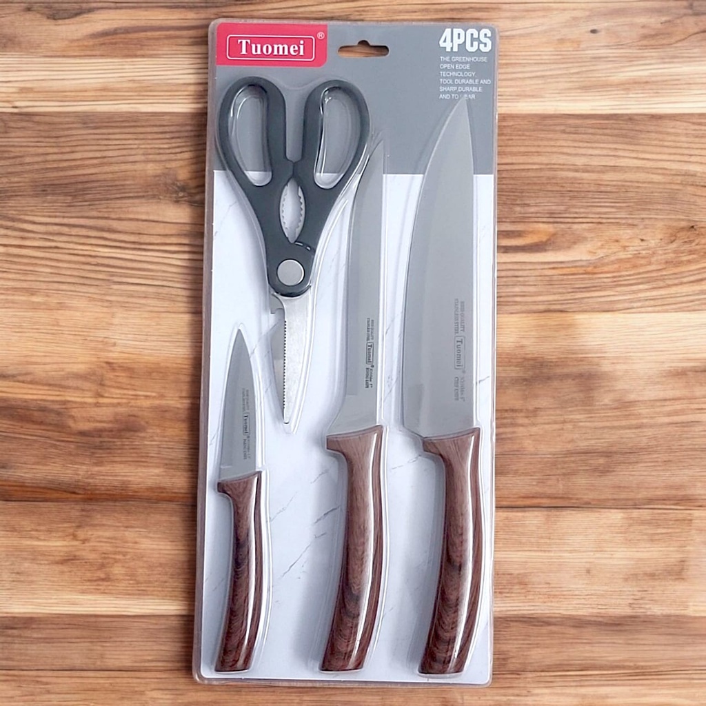 TUOMEI Série 3 Couteaux et Ciseaux R-12 (Marron )