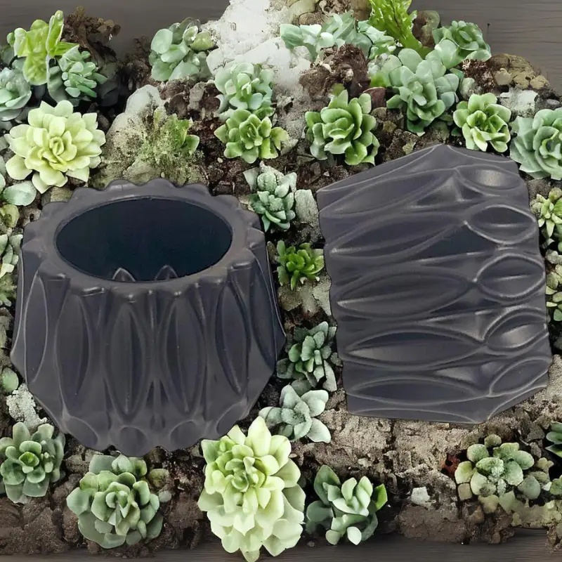 [PPOD-GO-Noir] Ensemble de Deux Pots pour Plantes ou Pour Arrangement MOTIEV (Noir)