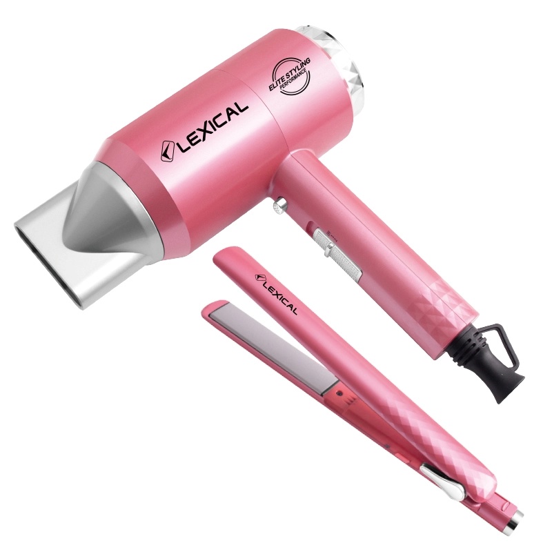 [LGW5810-GO] Kit de Coiffure 2-en-1 LEXICAL LGW-5810 Sèche-Cheveux + Lisseur Céramique