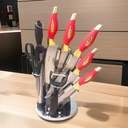 Couteaux de Cuisine BALI 9 Pièces avec Poignée en Rouge et Doré