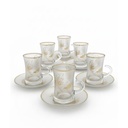 Coffret De 6 Verres à Thé Avec Sous-Tasses - Motif Plumes Dorées