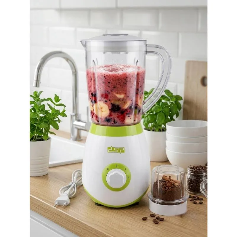 blender électrique DSP avec moulin à café/épices inclus -350W-1,5L-Vert pistache