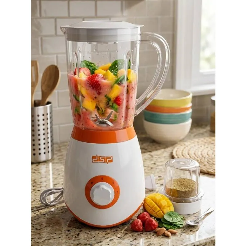 blender électrique DSP avec moulin à café/épices inclus -350W-1,5L-Orangé