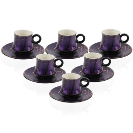 [C2008-GO-Violet] Service À Café En Céramique- 12 Pièces