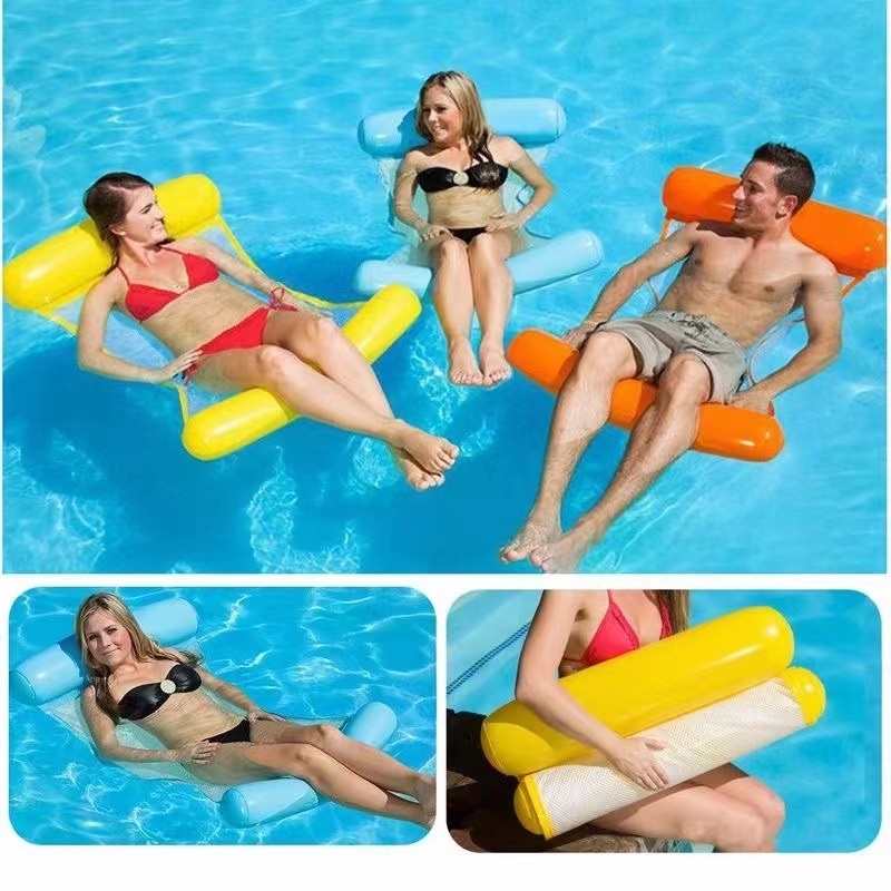 Hamac Gonflable De Piscine – Chaise Longue Flottante Avec Filet à Paillettes – 130x70 Cm – 4 Positions – été